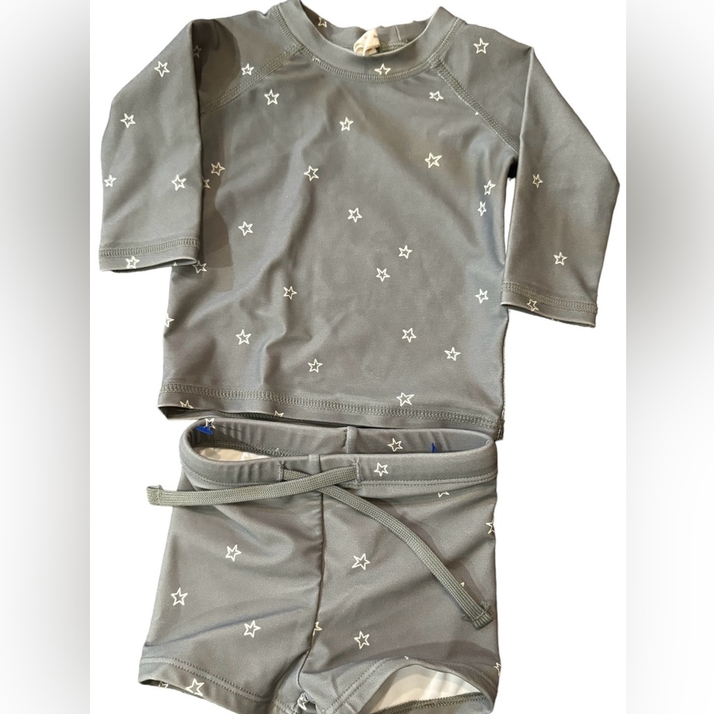 Quincy Mae rash guard and swim shorts